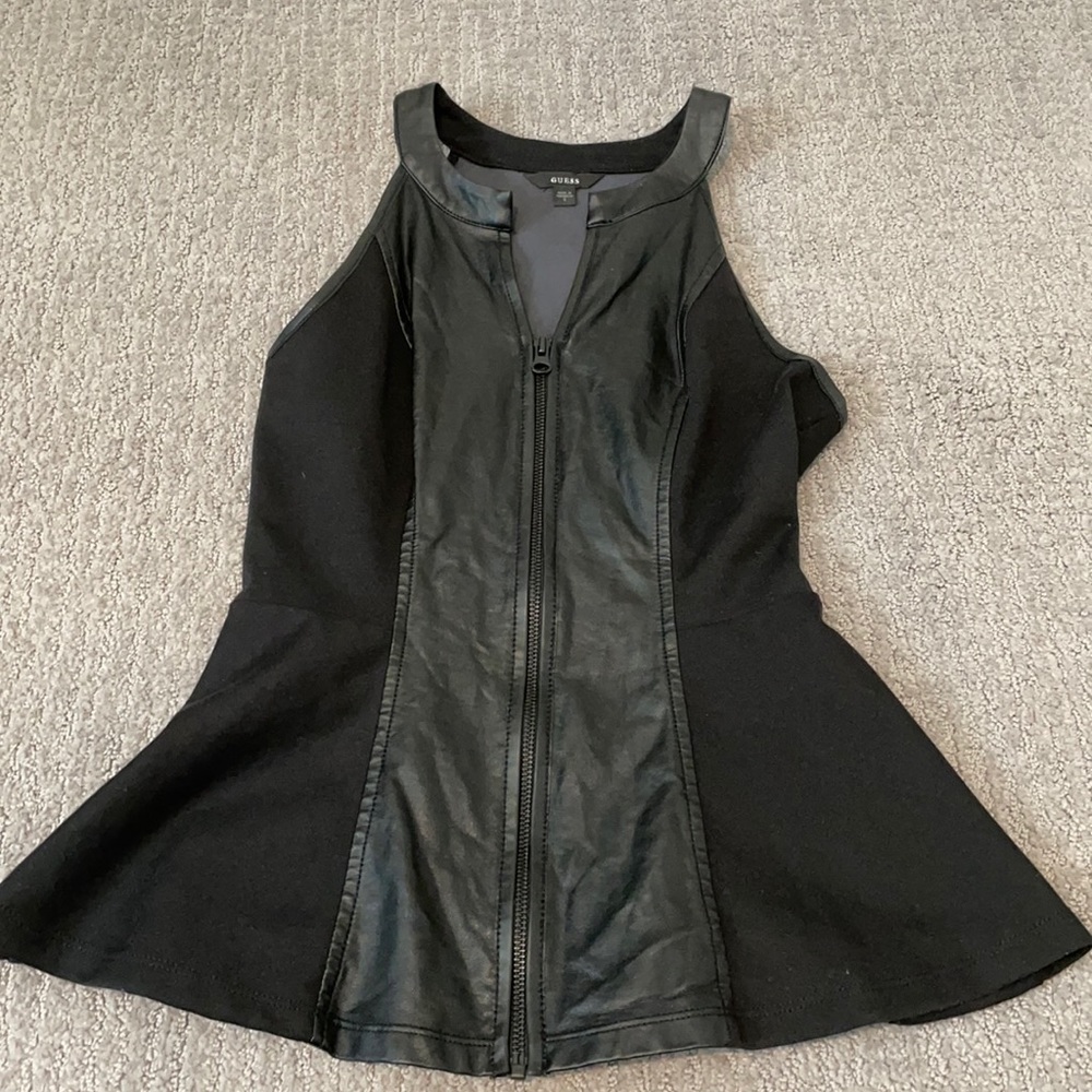 Guess faux leather peplum top